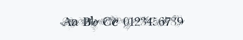 Rzeczywista próbka kroju Chic decay — Aa Bb Cc 0123456789