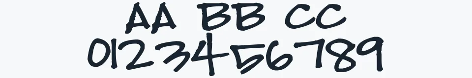Rzeczywista próbka kroju Pea Sarahloo — Aa Bb Cc 0123456789