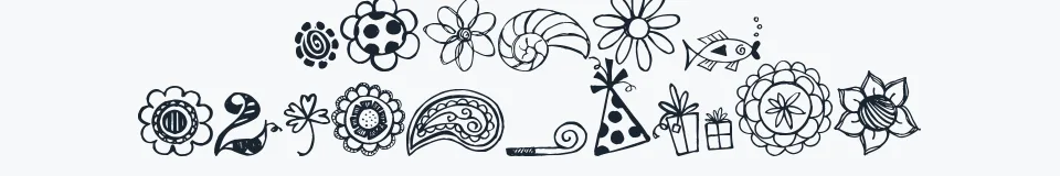Rzeczywista próbka kroju Pea Stacy's Doodles — Aa Bb Cc 0123456789