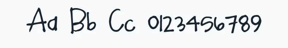 Rzeczywista próbka kroju Pea Yar Yar — Aa Bb Cc 0123456789