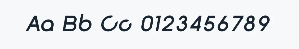 Rzeczywista próbka kroju SF New Republic Italic — Aa Bb Cc 0123456789