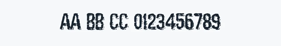 Rzeczywista próbka kroju Oil Age Heiroglyphs — Aa Bb Cc 0123456789
