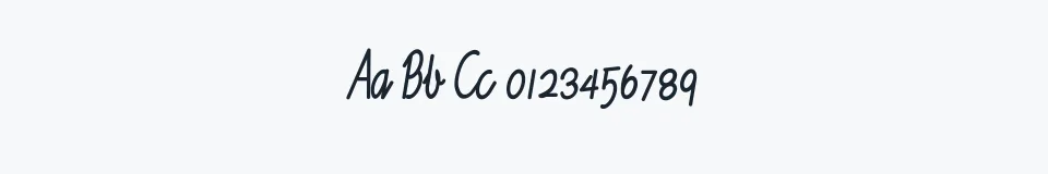 Rzeczywista próbka kroju Ruth Script — Aa Bb Cc 0123456789