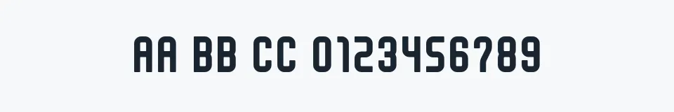 Rzeczywista próbka kroju TekutekuAL — Aa Bb Cc 0123456789