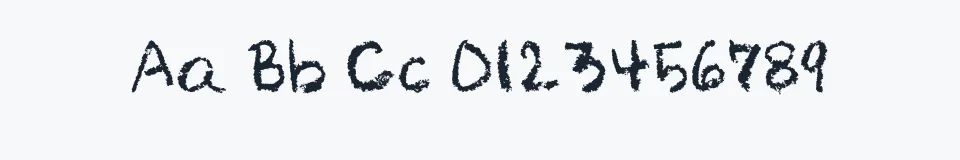 Rzeczywista próbka kroju Crayon — Aa Bb Cc 0123456789
