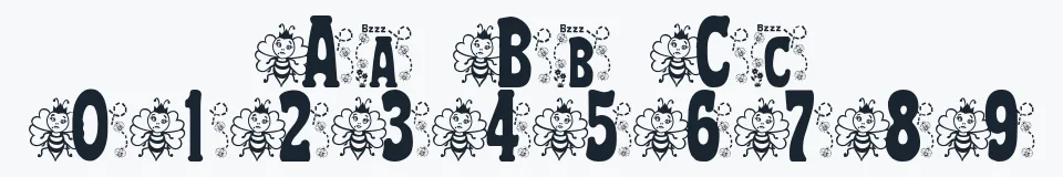 Rzeczywista próbka kroju BJF Hunnybee — Aa Bb Cc 0123456789