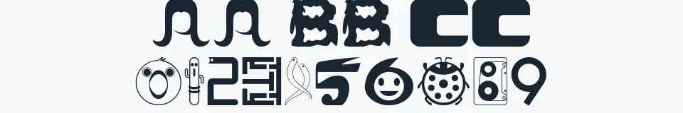 Rzeczywista próbka kroju TYPE FACE — Aa Bb Cc 0123456789