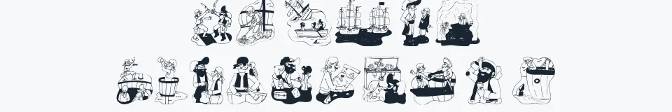 Rzeczywista próbka kroju PiratesTwo — Aa Bb Cc 0123456789