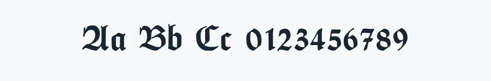 Rzeczywista próbka kroju HumboldtFraktur — Aa Bb Cc 0123456789