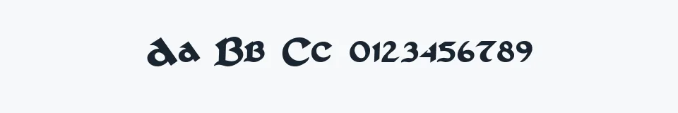 Rzeczywista próbka kroju St Charles — Aa Bb Cc 0123456789