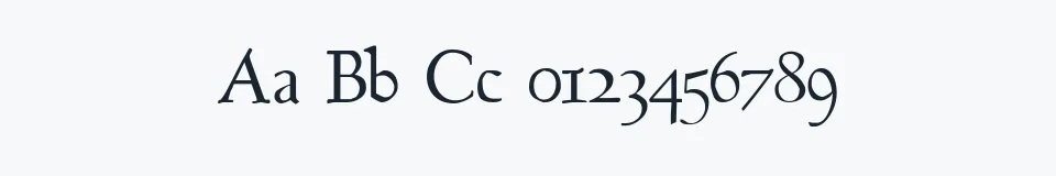 Rzeczywista próbka kroju Bertham — Aa Bb Cc 0123456789