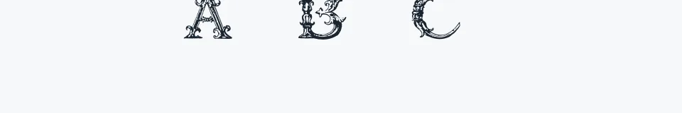Rzeczywista próbka kroju Burgoyne_Initials — Aa Bb Cc 0123456789