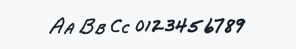 Rzeczywista próbka kroju PapaMano AOE — Aa Bb Cc 0123456789