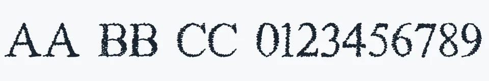 Rzeczywista próbka kroju Piracy — Aa Bb Cc 0123456789