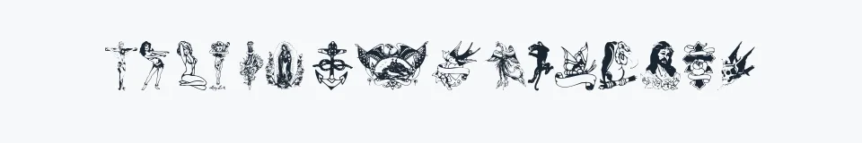 Rzeczywista próbka kroju TattooParlour — Aa Bb Cc 0123456789
