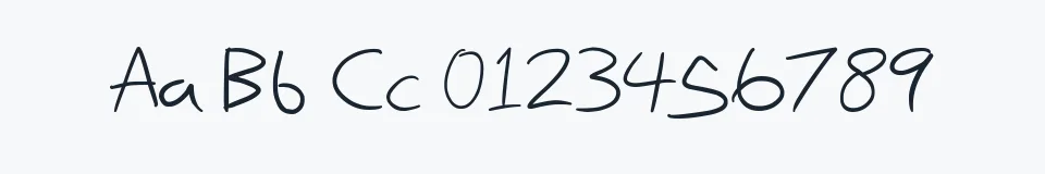 Rzeczywista próbka kroju Nihilschiz Handwriting — Aa Bb Cc 0123456789