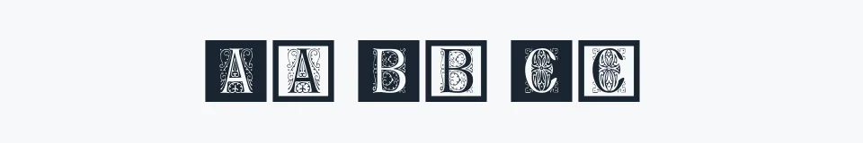 Rzeczywista próbka kroju DelitzschCaps — Aa Bb Cc 0123456789