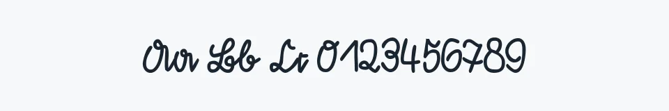 Rzeczywista próbka kroju KleinsFirstScript — Aa Bb Cc 0123456789