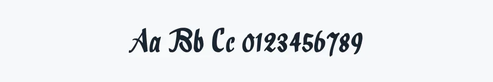 Rzeczywista próbka kroju Holla — Aa Bb Cc 0123456789