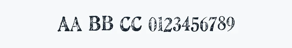 Rzeczywista próbka kroju Artistamp Medium — Aa Bb Cc 0123456789