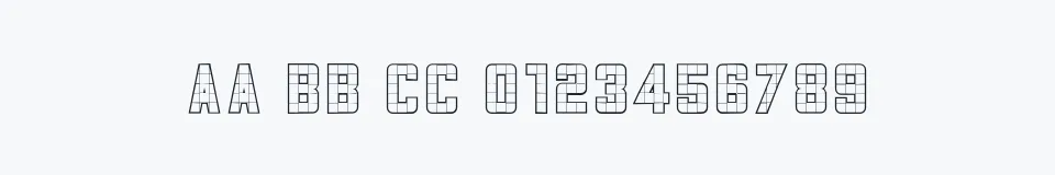 Rzeczywista próbka kroju 3x5 — Aa Bb Cc 0123456789