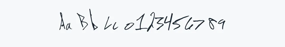 Rzeczywista próbka kroju Jon Handwriting — Aa Bb Cc 0123456789