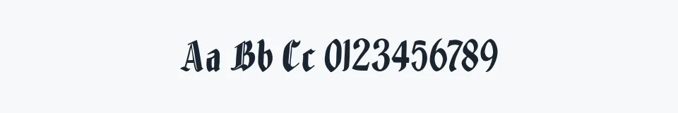 Rzeczywista próbka kroju BrokenWoodtypes — Aa Bb Cc 0123456789