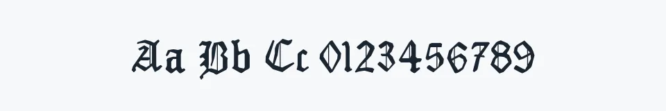 Rzeczywista próbka kroju MonAmourFraktur-Broken — Aa Bb Cc 0123456789