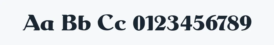 Rzeczywista próbka kroju Senats-Antiqua — Aa Bb Cc 0123456789