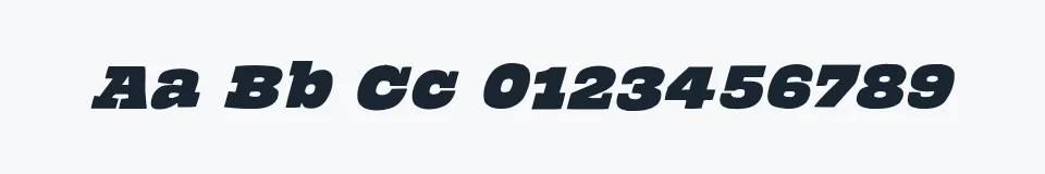 Rzeczywista próbka kroju TheHammerSlabserif — Aa Bb Cc 0123456789