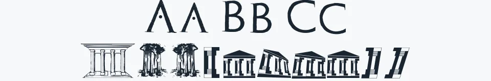 Rzeczywista próbka kroju Archeologicaps — Aa Bb Cc 0123456789