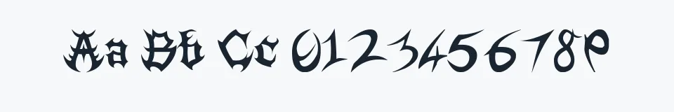 Rzeczywista próbka kroju Death Metal — Aa Bb Cc 0123456789
