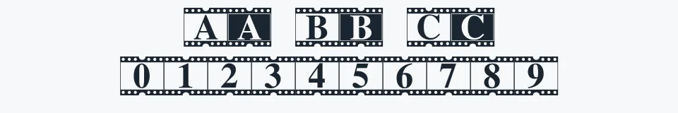 Rzeczywista próbka kroju Movie Times — Aa Bb Cc 0123456789