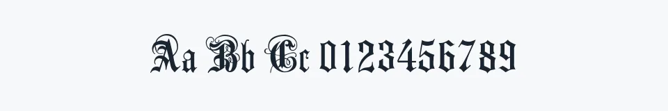 Rzeczywista próbka kroju AnglicanText — Aa Bb Cc 0123456789