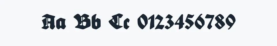 Rzeczywista próbka kroju Sebaldus-Gotisch — Aa Bb Cc 0123456789