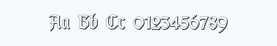 Rzeczywista próbka kroju TypographerGotisch Schmuck — Aa Bb Cc 0123456789