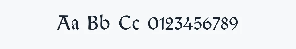 Rzeczywista próbka kroju Typographer Rotunda Alt — Aa Bb Cc 0123456789