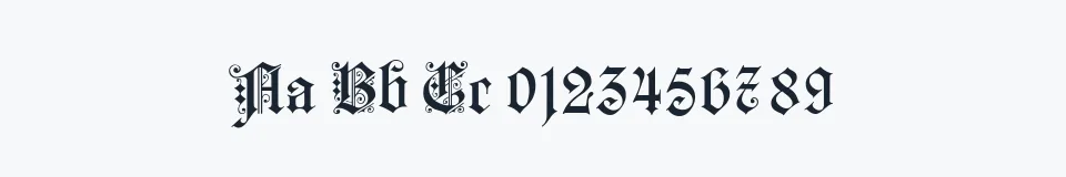 Rzeczywista próbka kroju KaiserzeitGotisch — Aa Bb Cc 0123456789
