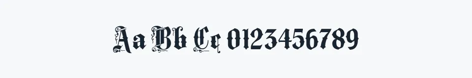 Rzeczywista próbka kroju MiddleSaxonyText — Aa Bb Cc 0123456789