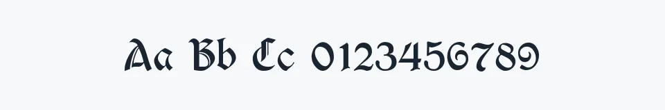 Rzeczywista próbka kroju Durwent — Aa Bb Cc 0123456789