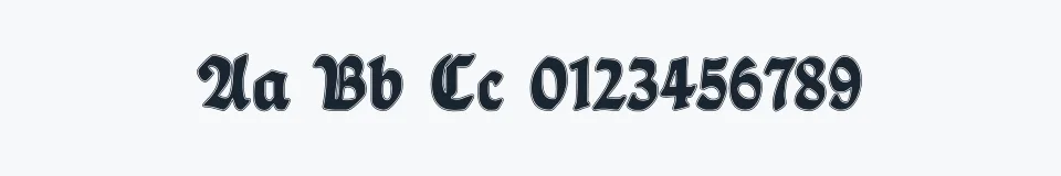 Rzeczywista próbka kroju Ballade — Aa Bb Cc 0123456789