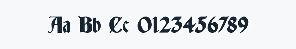 Rzeczywista próbka kroju Germania — Aa Bb Cc 0123456789