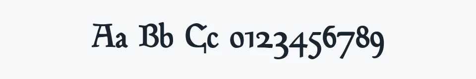 Rzeczywista próbka kroju Goudy Mediaeval — Aa Bb Cc 0123456789