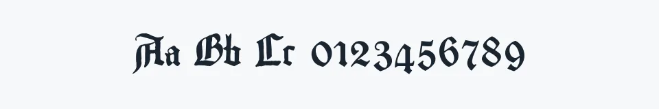 Rzeczywista próbka kroju Gutenberg Textura — Aa Bb Cc 0123456789