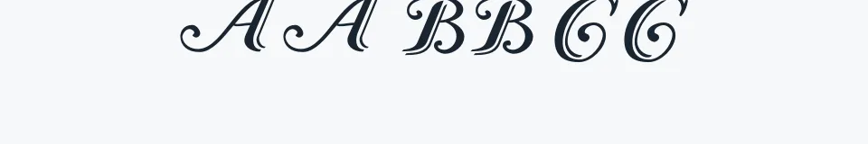 Rzeczywista próbka kroju Caslon Calligraphic Initials — Aa Bb Cc 0123456789