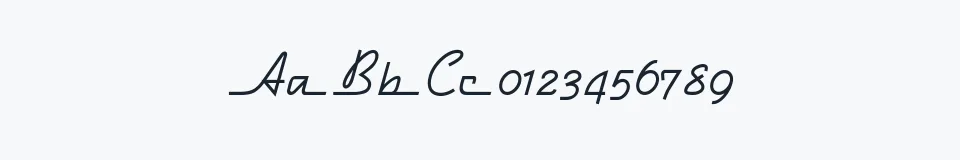 Rzeczywista próbka kroju DymaxionScript — Aa Bb Cc 0123456789
