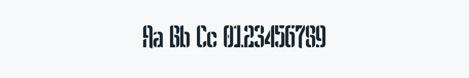 Rzeczywista próbka kroju Melbylon — Aa Bb Cc 0123456789