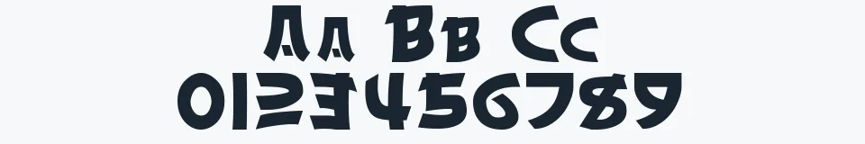 Rzeczywista próbka kroju Chinyen — Aa Bb Cc 0123456789