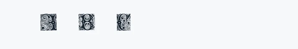 Rzeczywista próbka kroju Cheshire Initials — Aa Bb Cc 0123456789