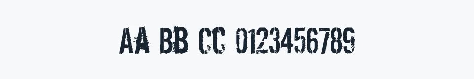Rzeczywista próbka kroju Dirty Ego — Aa Bb Cc 0123456789